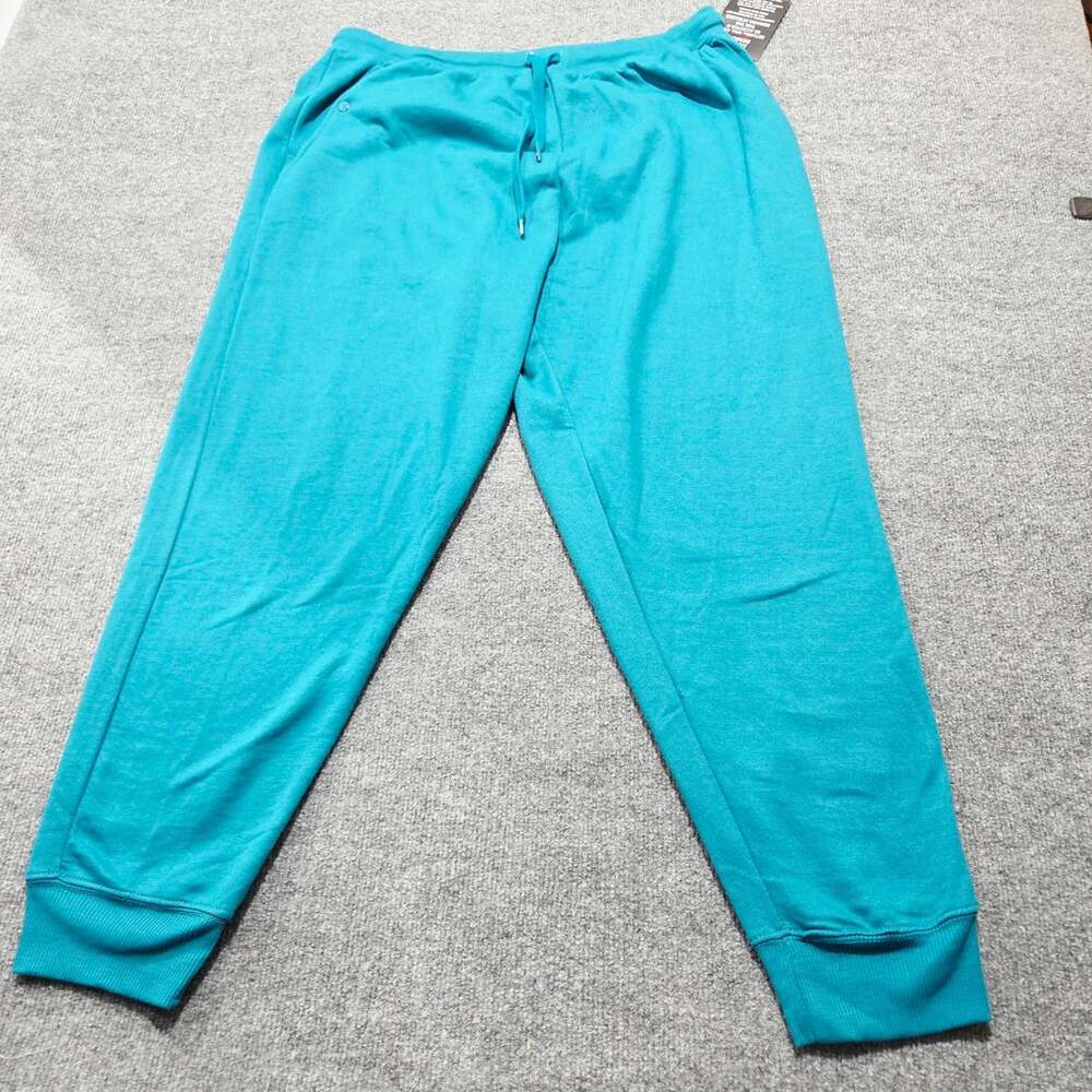 Woman Within Teal Blue French Terry Jogger Sweatpants Size L 18/20